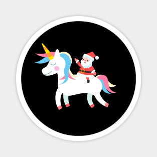 Christmas Santa Riding Unicorn Magnet